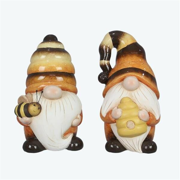 Youngs Ceramic Bee Gnome Decor, Assorted Color - Large - 2 Piece 72496